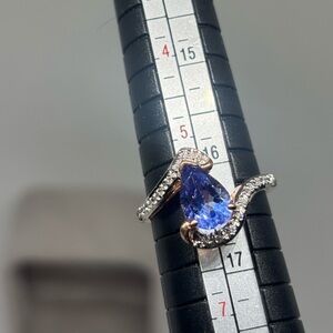 10K Rose Gold Ring with Natural Tanzanite & White Zircon